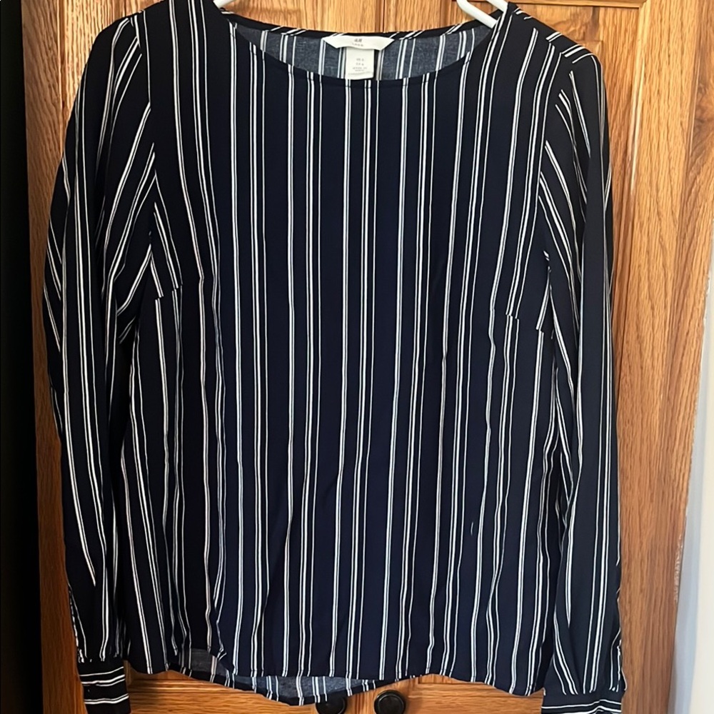 H&M Navy Striped Women's Top